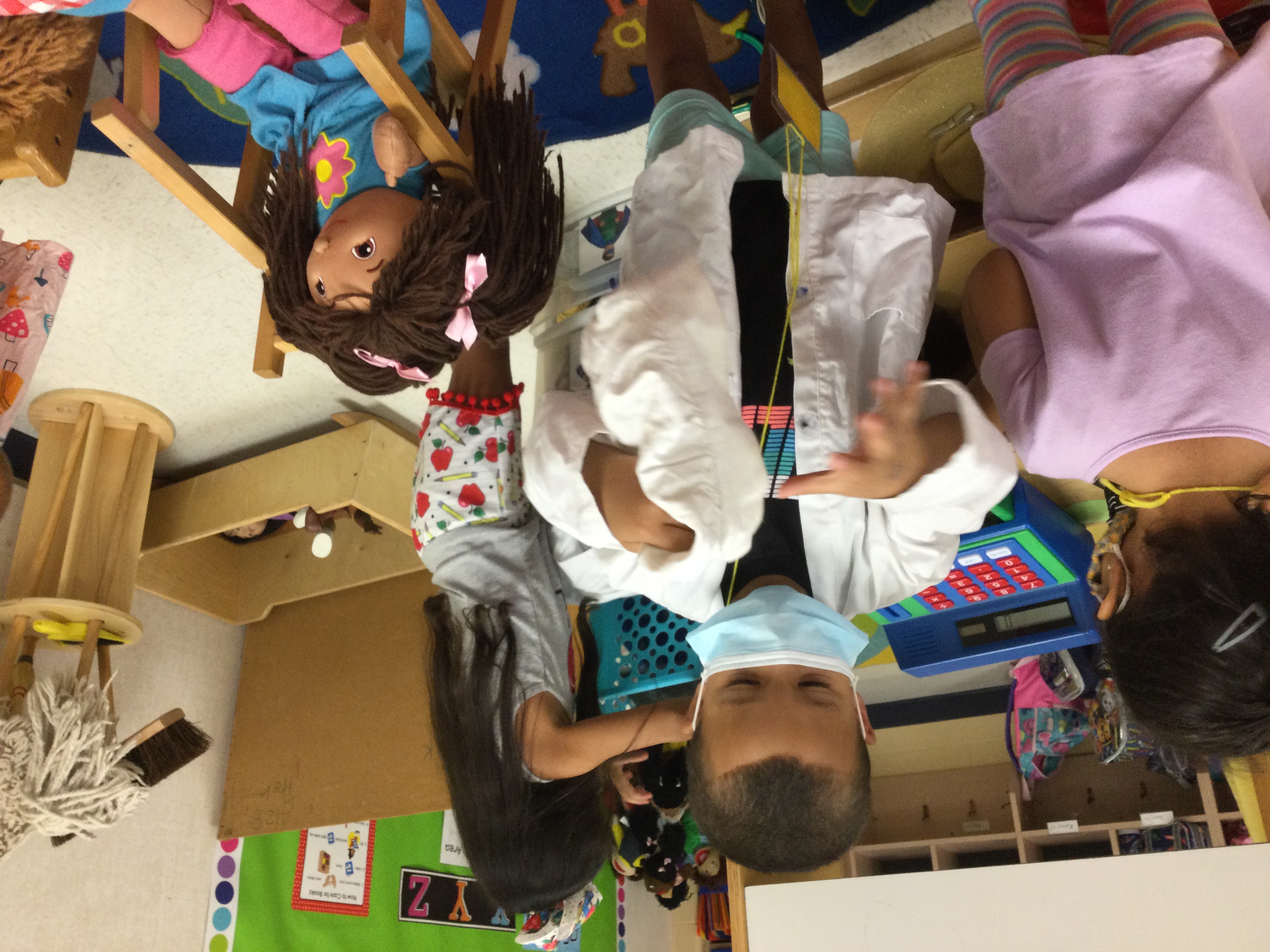 Students playing dress-up. 
