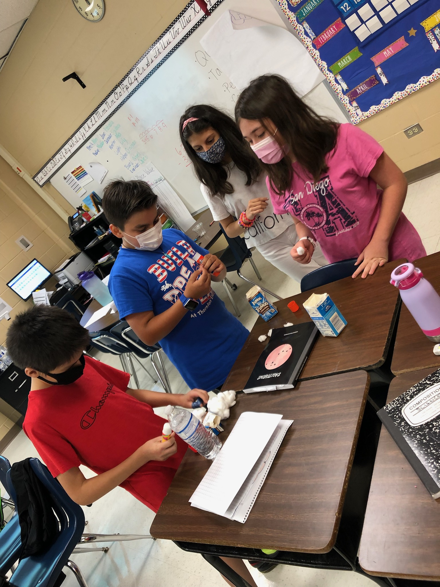 Students doing crafts. 