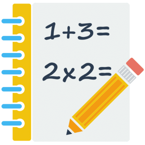 Math pad 1+3=, 2x2=