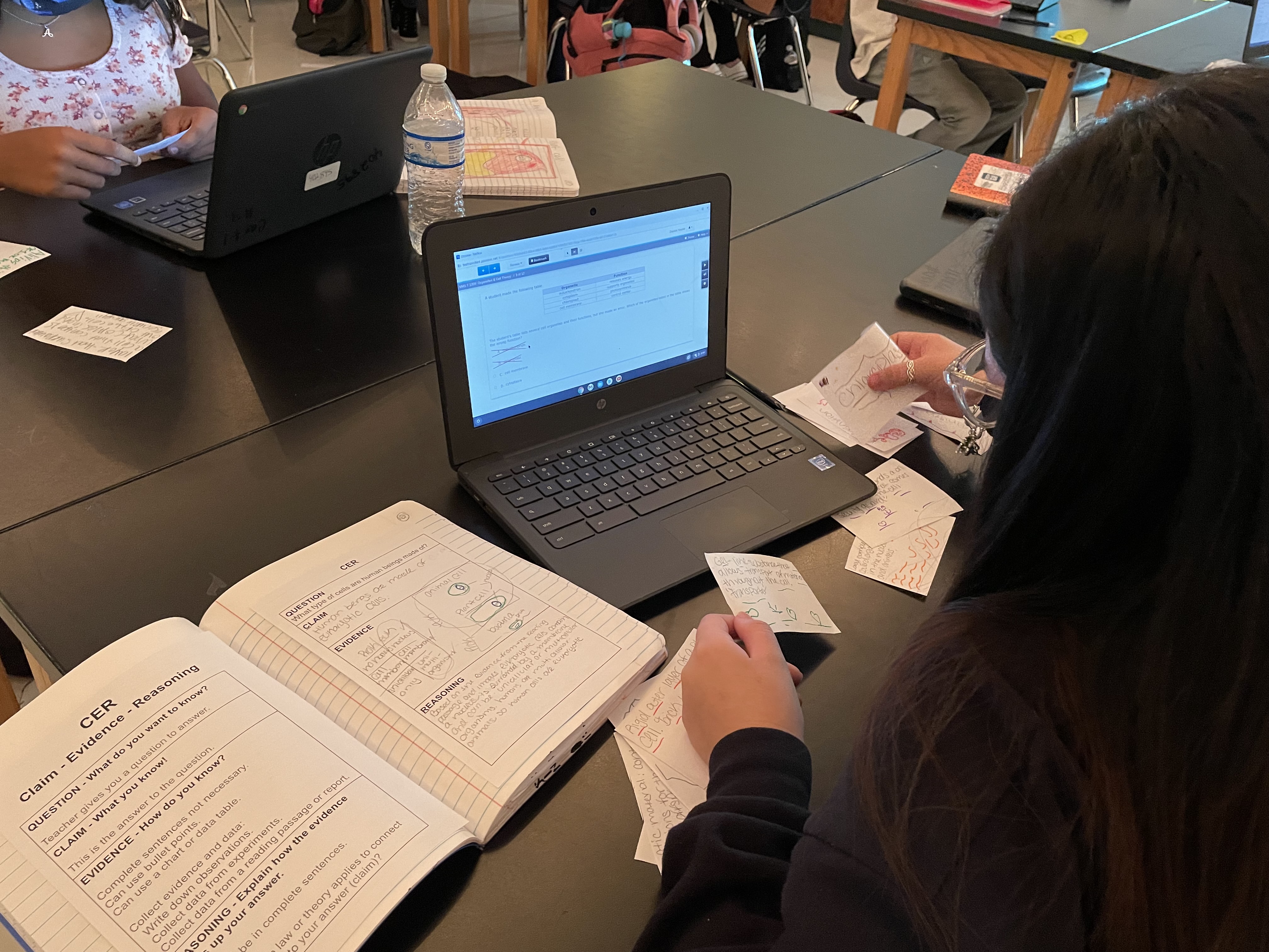 Students using a computer
