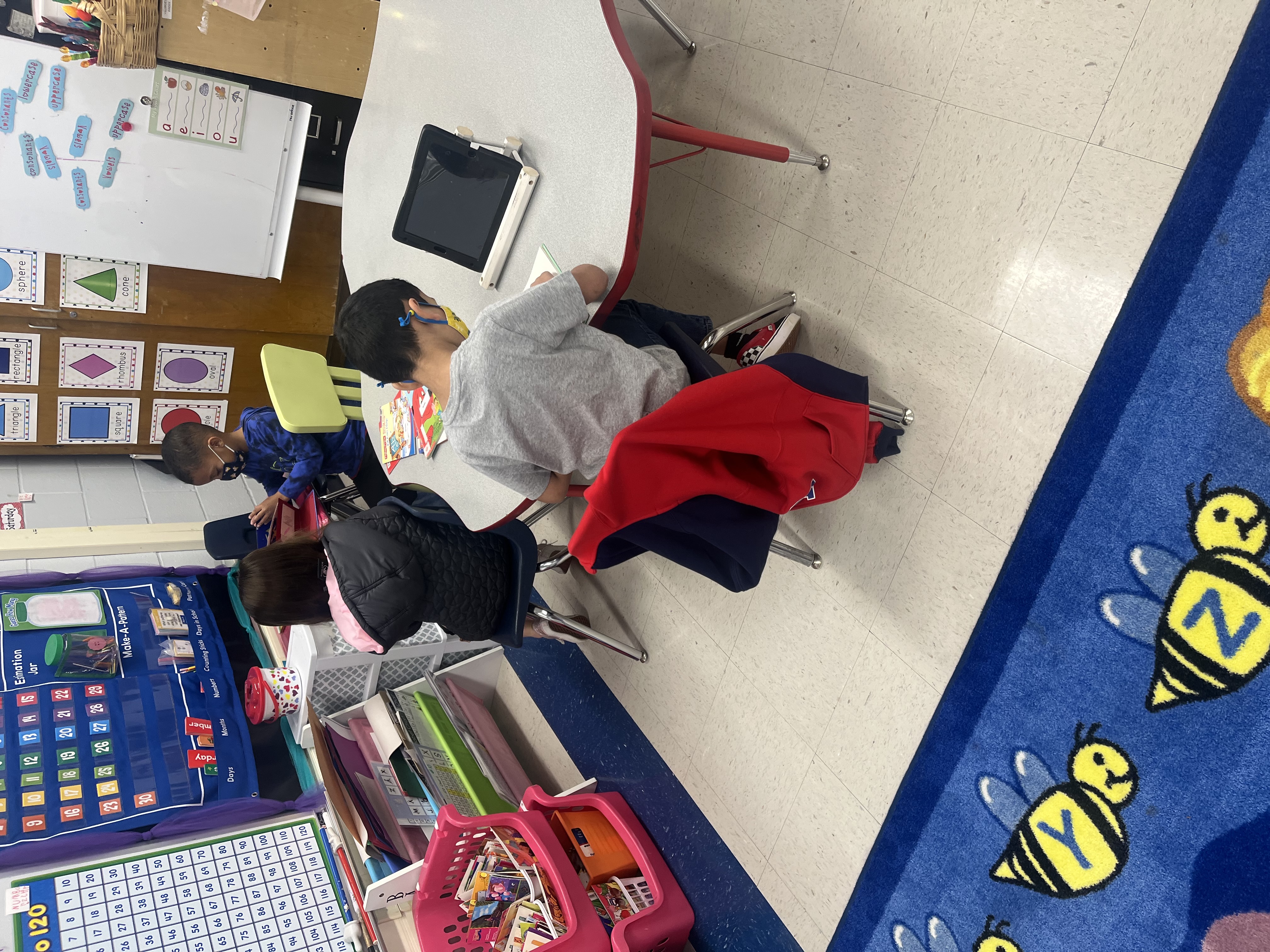 Kinder students using their iPads