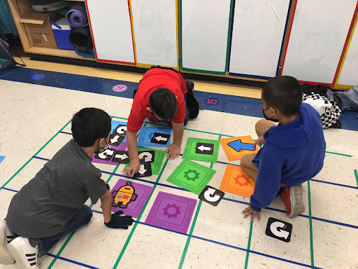 Students learning about coding
