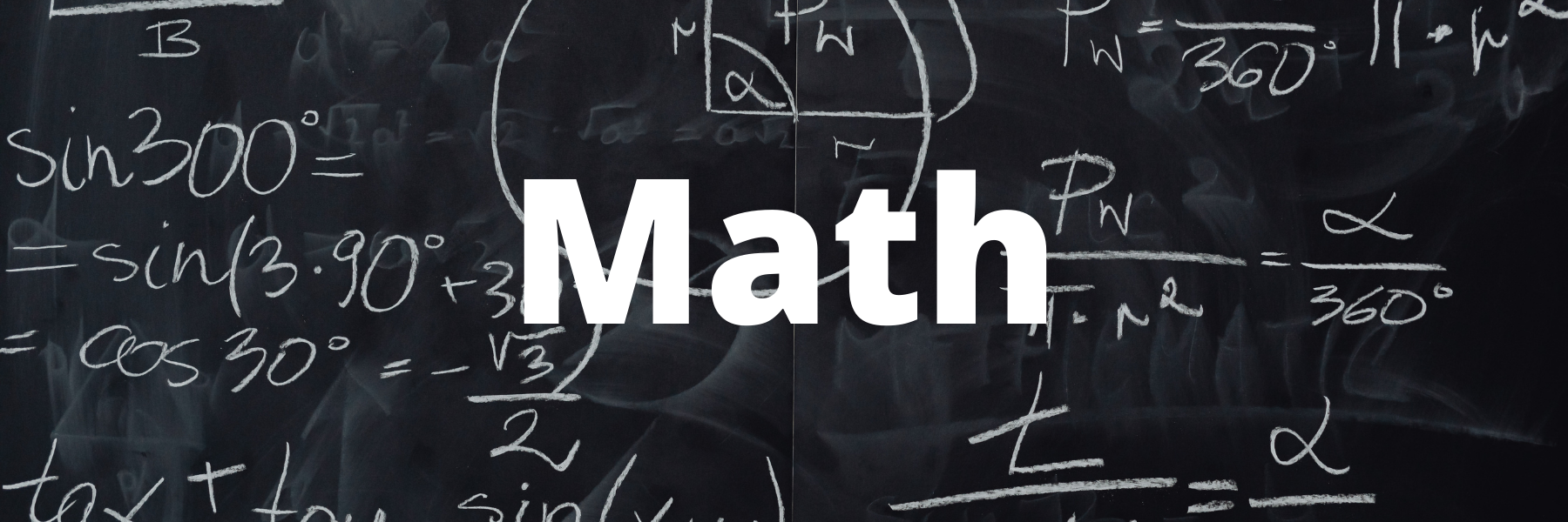 Math chalkboard with math equations written on it