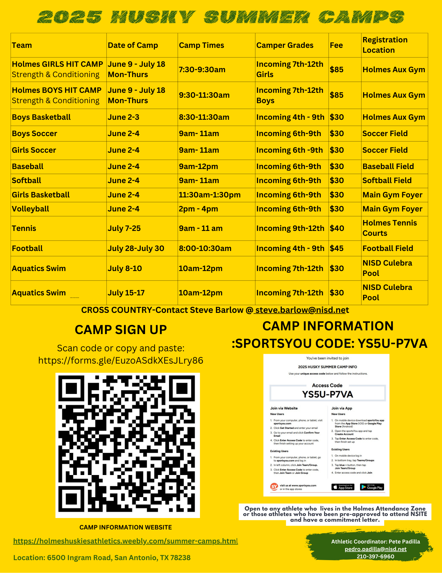 Holmes Summer Camp Information