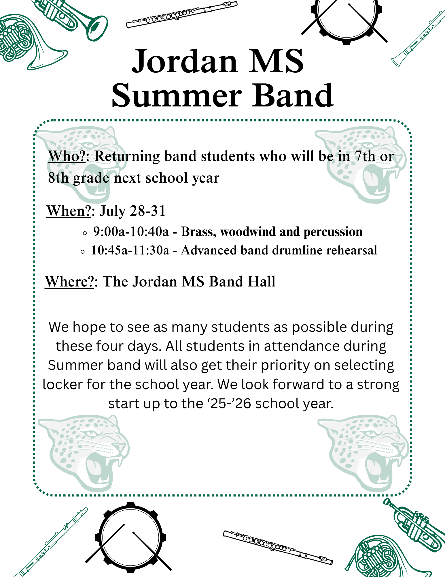 summer band info flyer