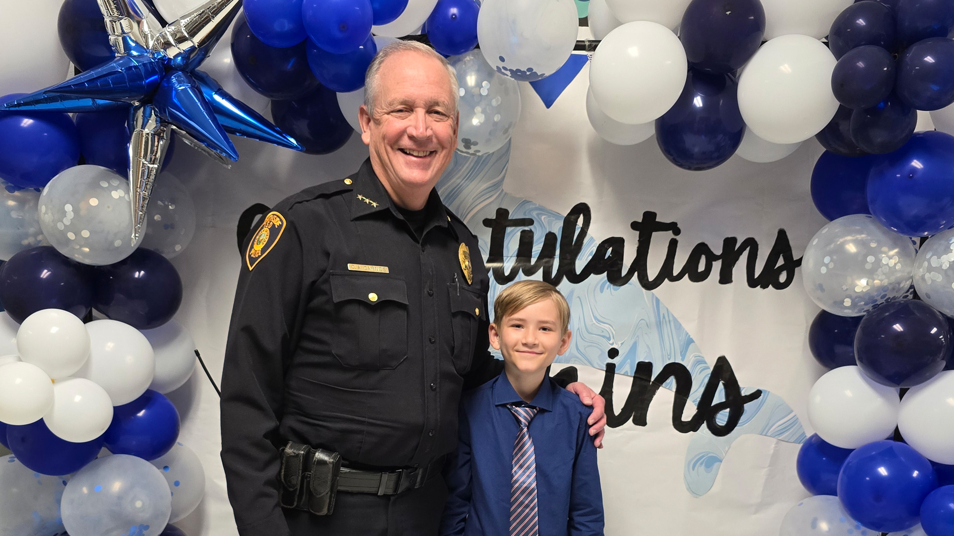 Officer with student