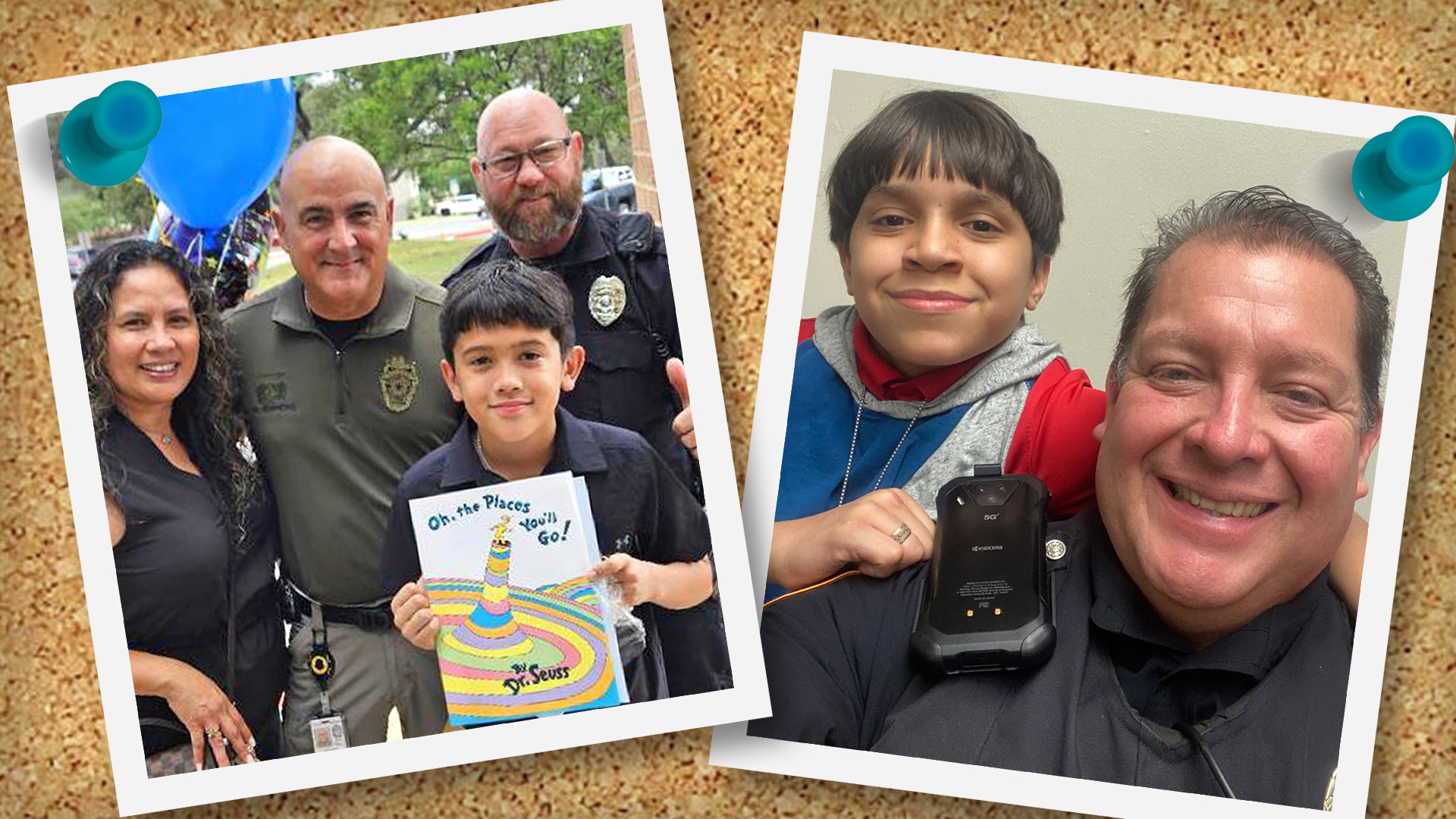 Officers with students