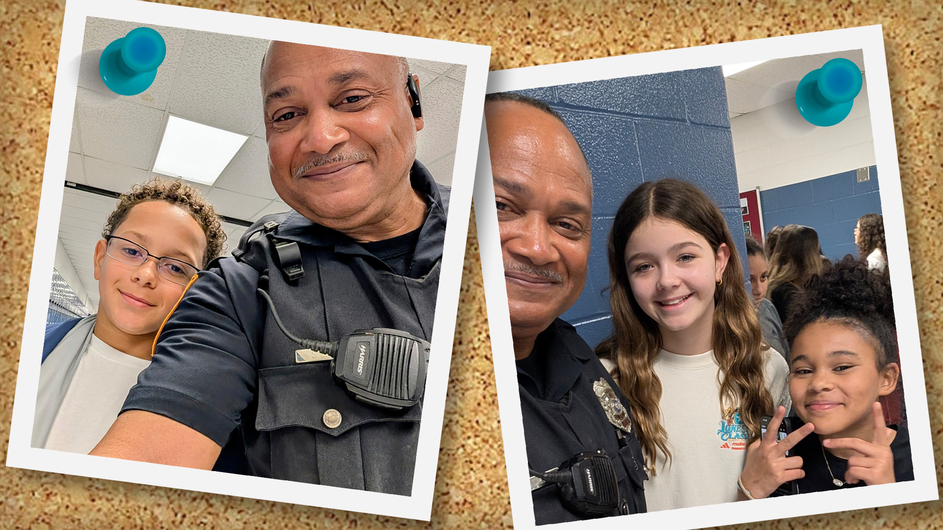 Officer with students