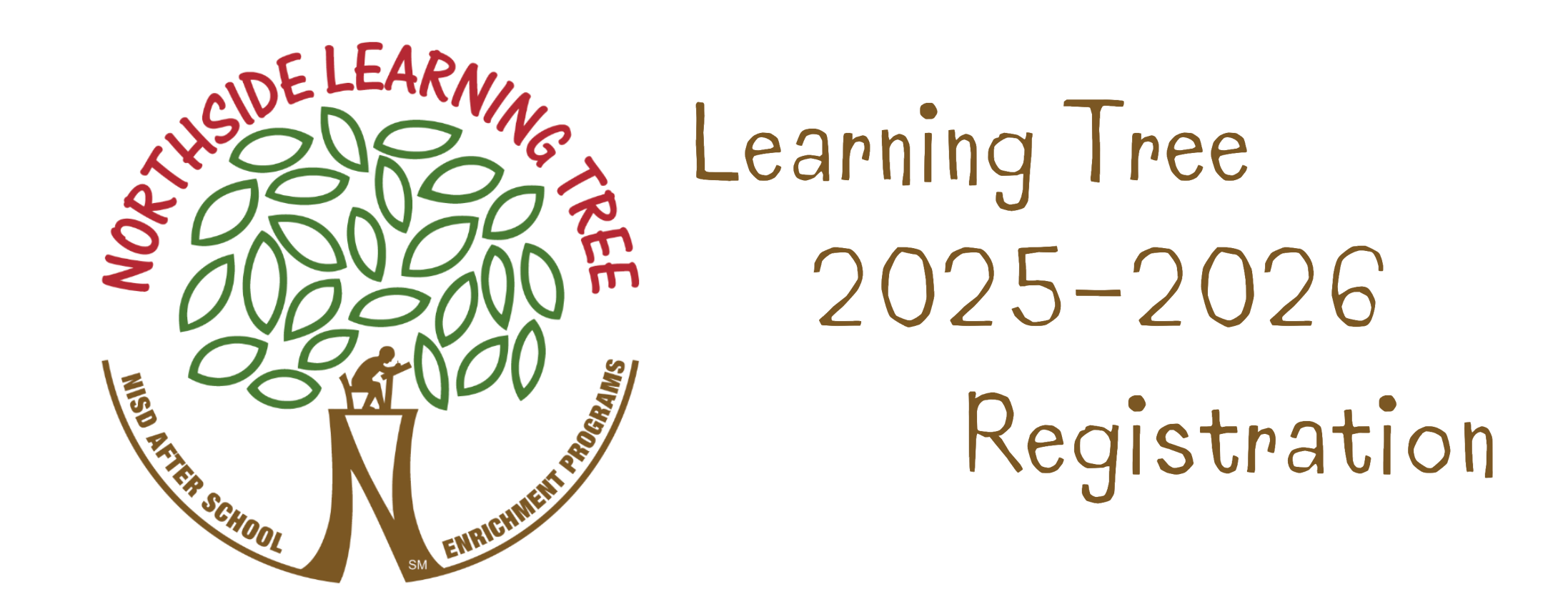 Fun, playful, simple graphic announcing Learning Tree 2025-2026 Registration alongside the Learning Tree logo.