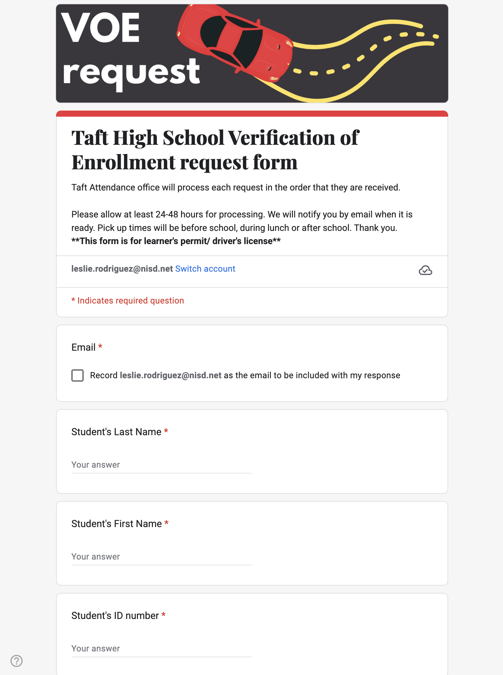 Online Form Screen shot