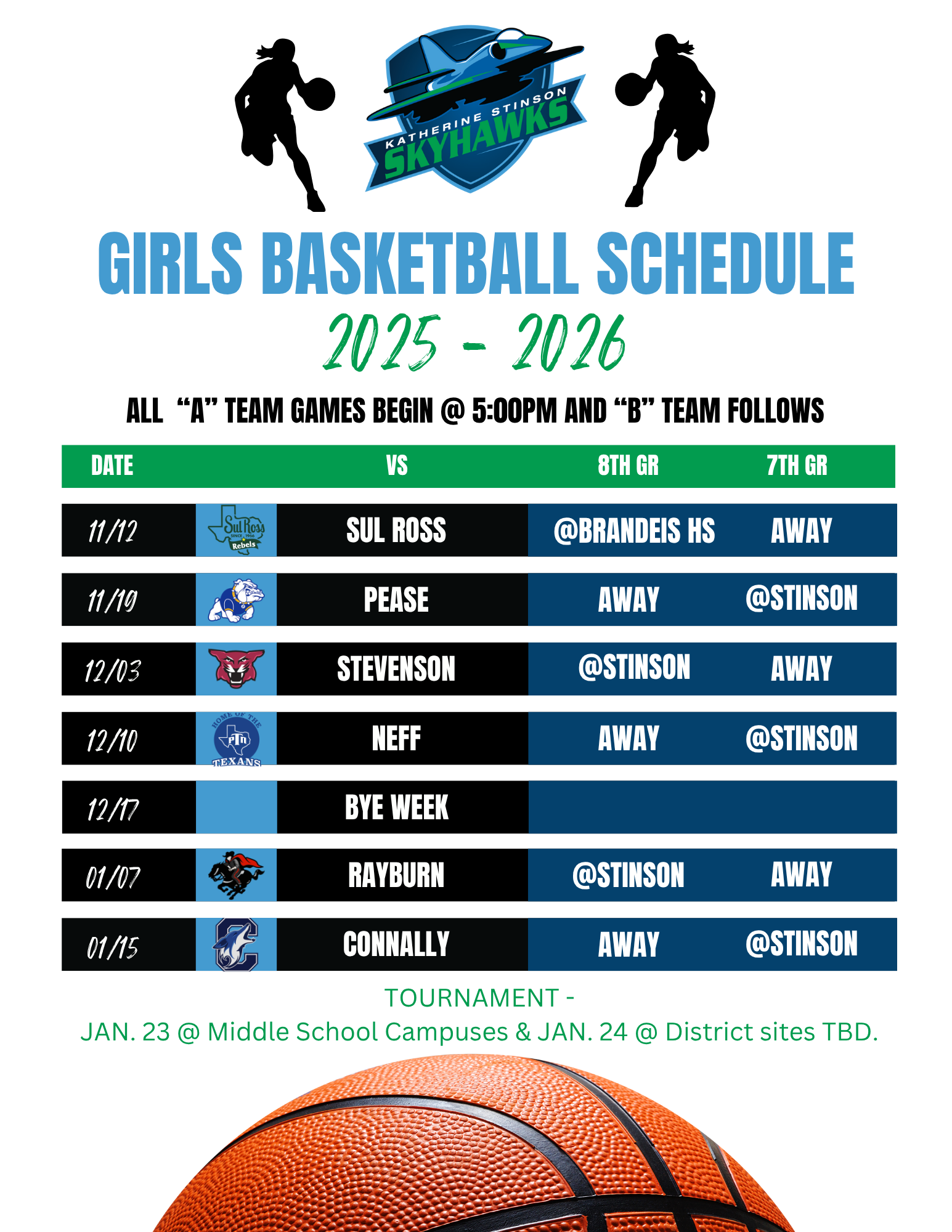 Girls basketball schedule