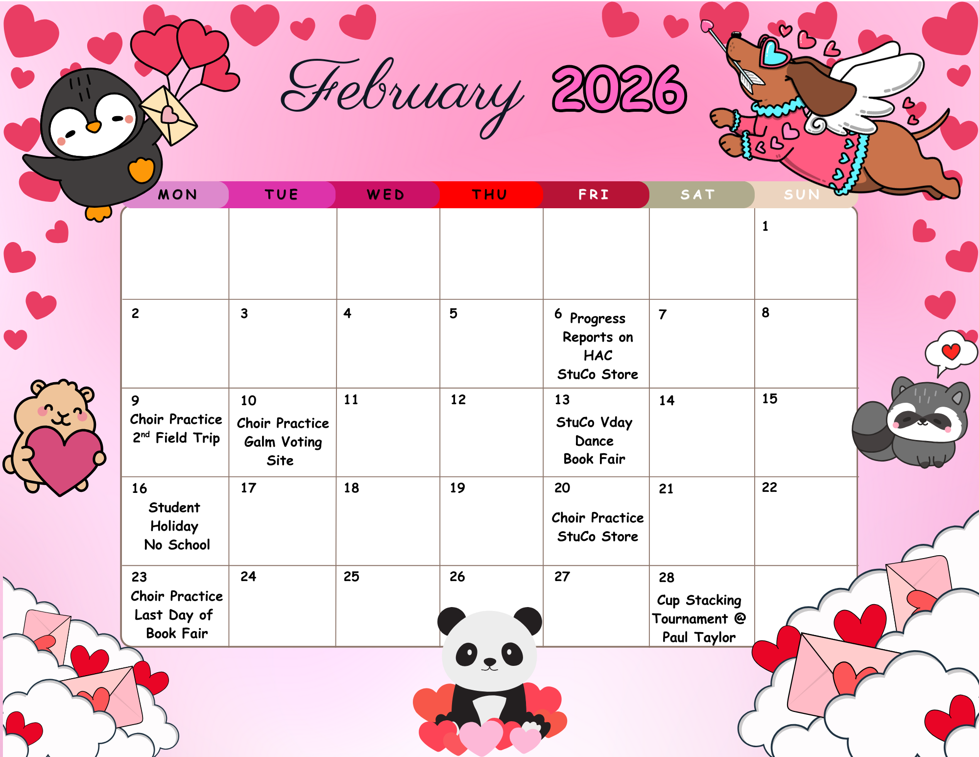 Galm February Calendar of Events