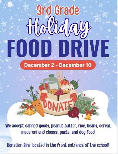 3rd grade holiday food drive