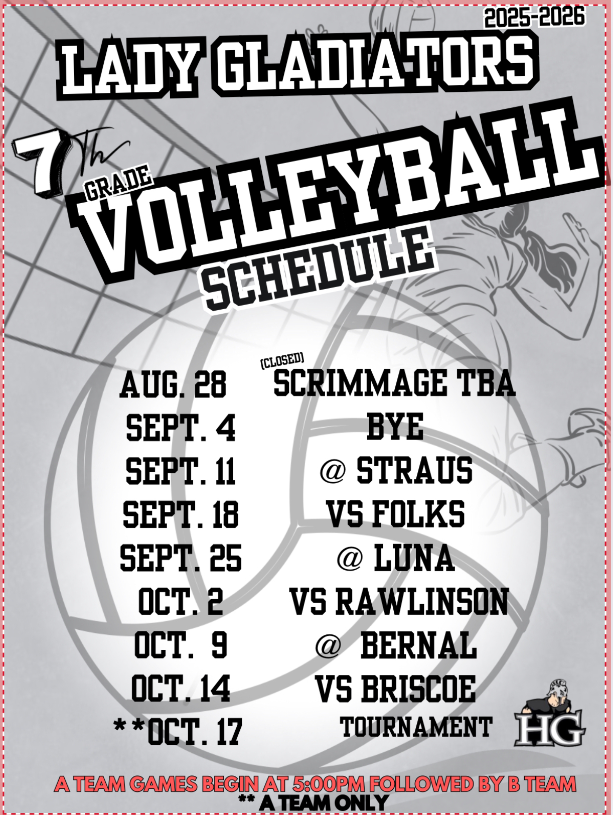 7th Grade Volleyball Schedule 