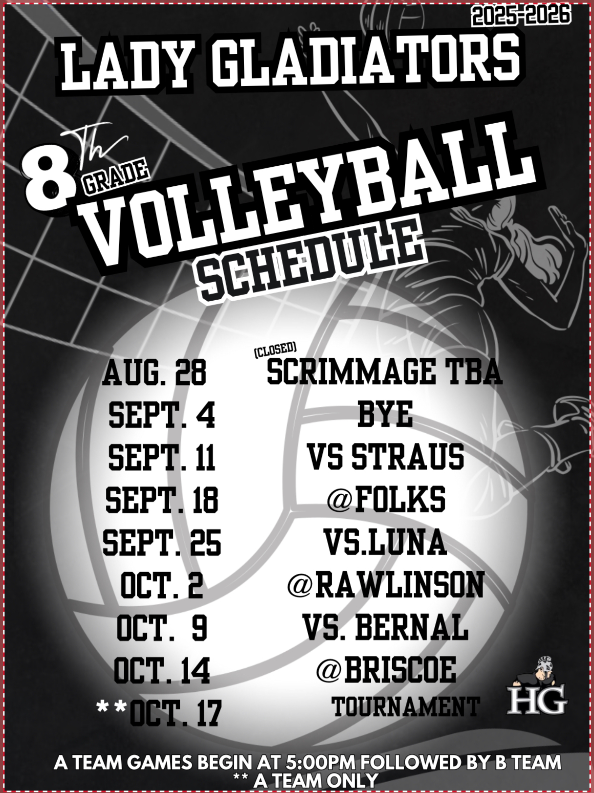 8th Grade Volleyball Schedule 
