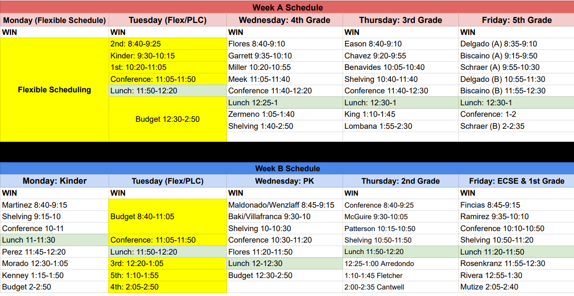 Picture of Master Schedule