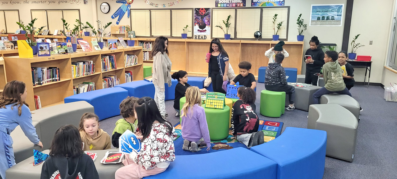 Students in the library