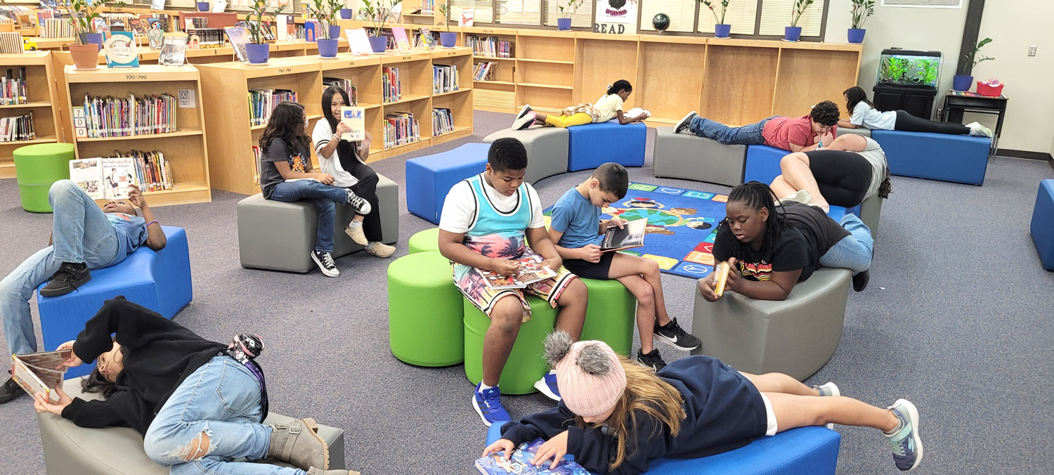 Students in the library