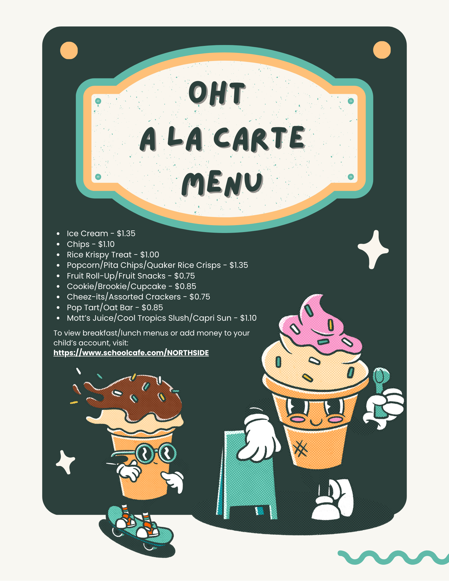 cafeteria a la carte menu