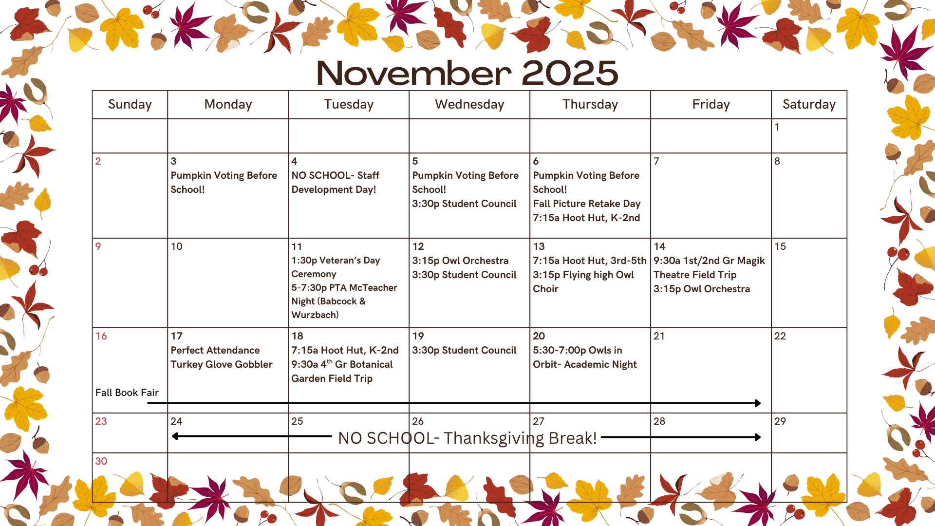 november calendar