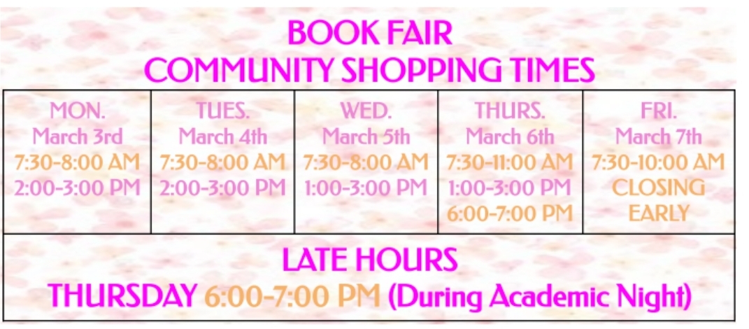 book fair schedule