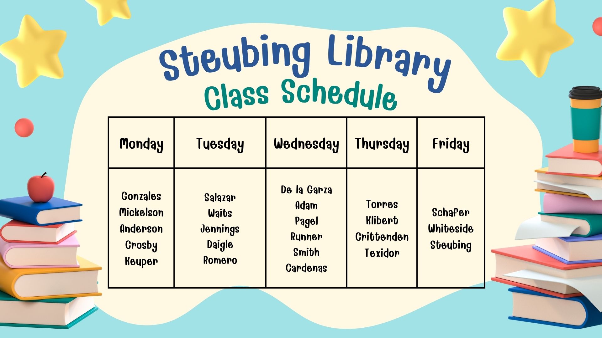 2025-2026 Steubing Library Class Schedule