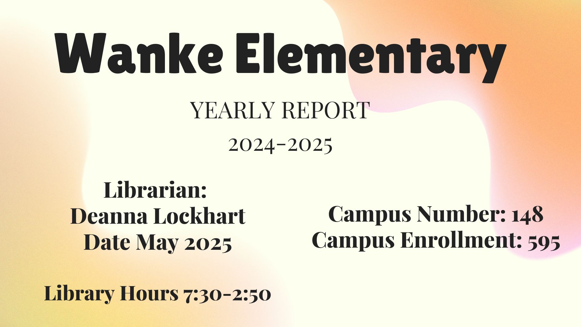 Wanke Library Yearly Report 2024-2025