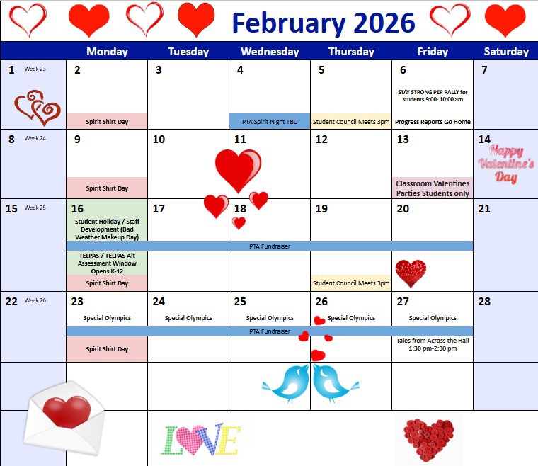 Calendario de Febrero