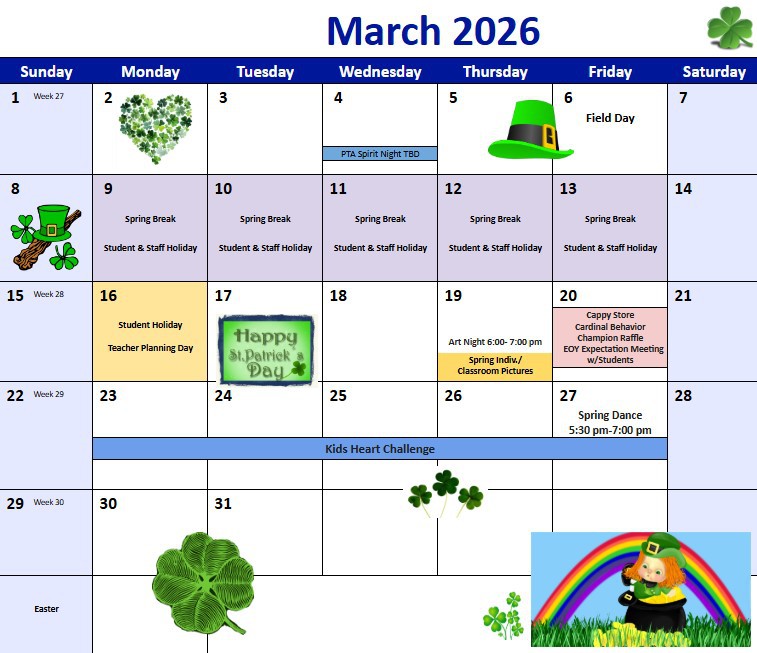 Calendario de Marzo
