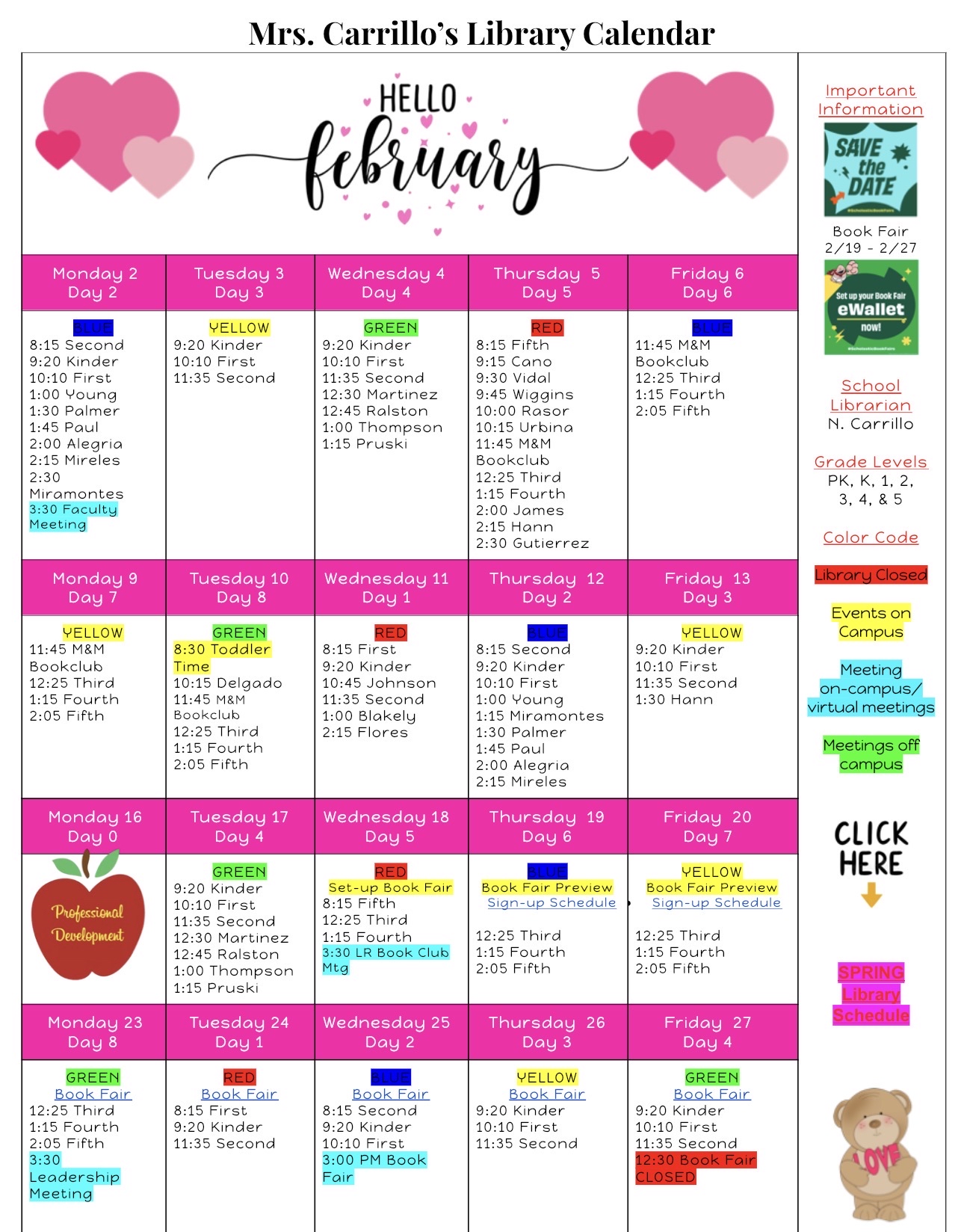 February Library Calendar