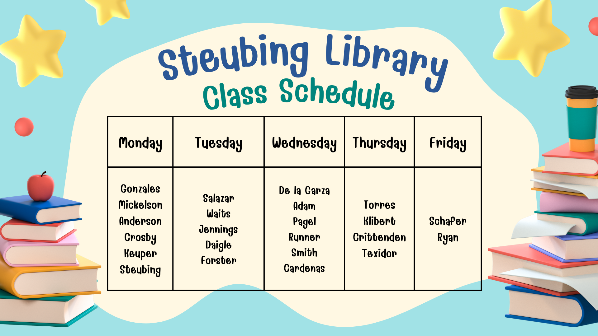 Steubing Library Schedule