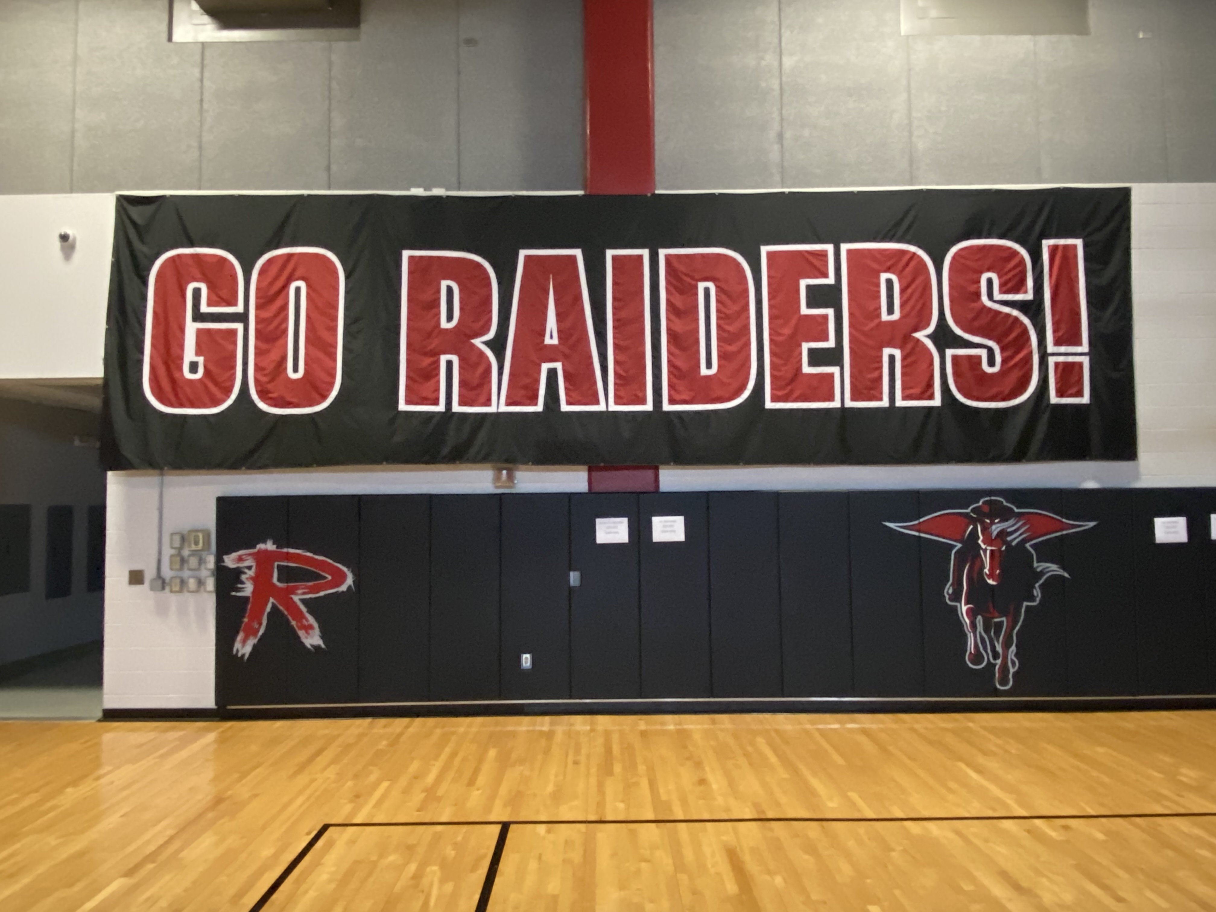 Go Raiders Banner in the Gym
