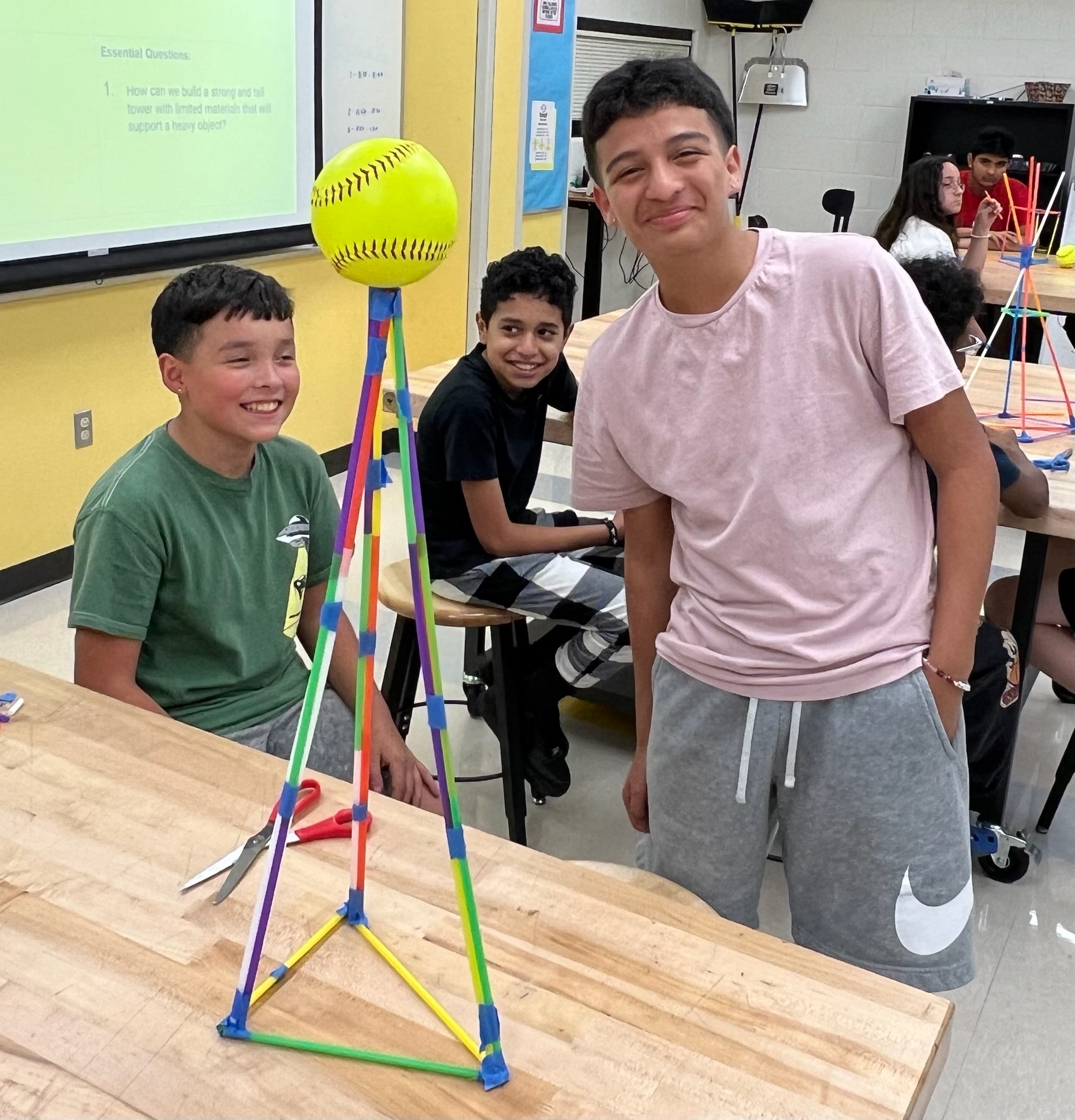 Students celebrating their tower design
