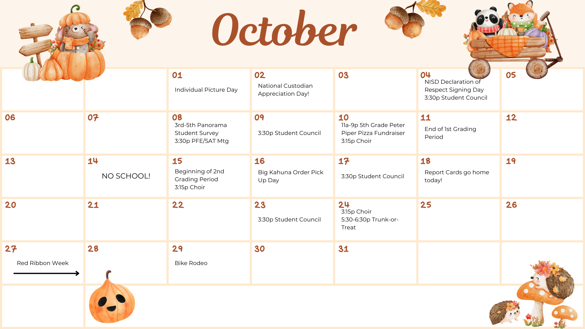 october calendar