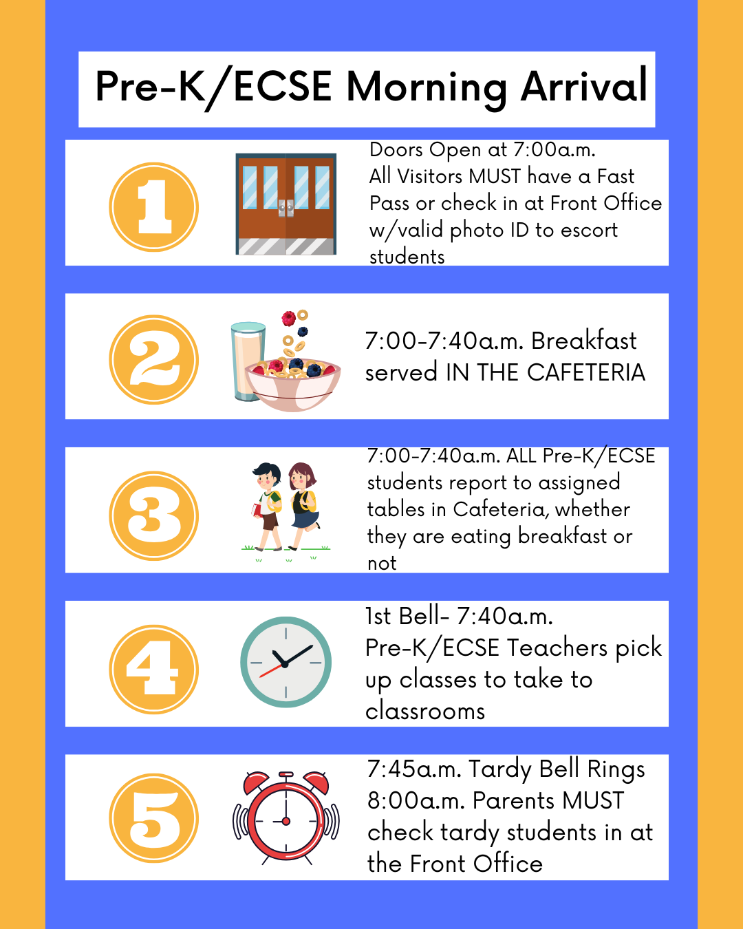 pre-k/ecse breakfast procedures
