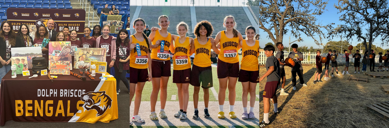Collage of Briscoe Middle School campus photos