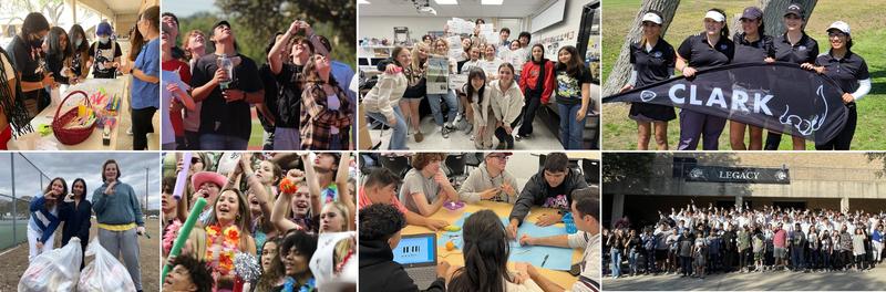 Collage of photos that includes students in different classrooms