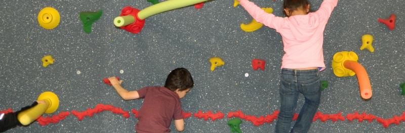 Students Climbing Rock Wall