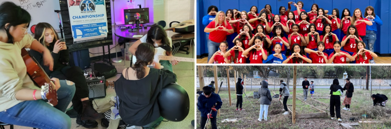 Collage of students participating in clubs and sports 