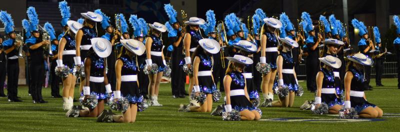 Football halftime show with the marching band.