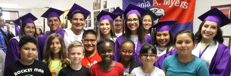 Group picture of Myers students