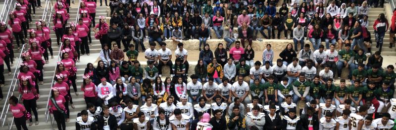 outdoor pep rally in ampitheatre
