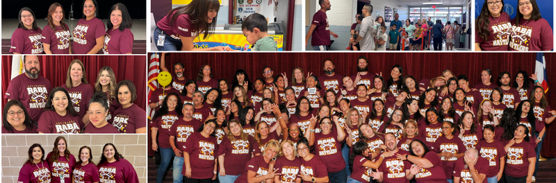 Raba staff being silly, 1st grade team, Specialist team, Spec Ed Collab team, sisters at Raba, students and parents enjoying popsicles with the principal and A.P.