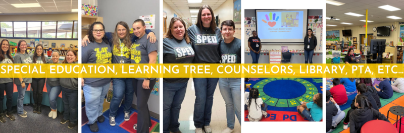 displaying pictures, of staff members interacting with students, school counselors interacting with SAPD officers and the Special Education team