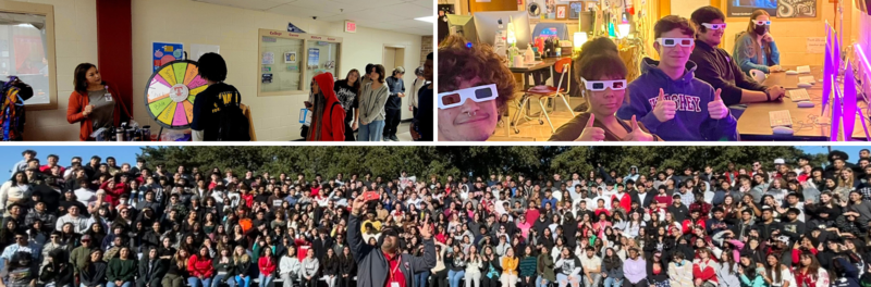 three photo collage of student life on campus