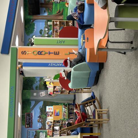 Students reading in the library