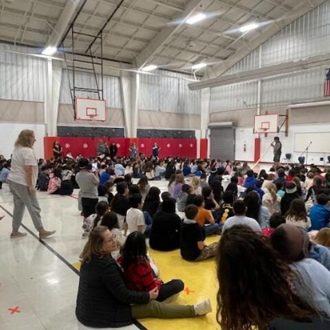 teachers and students in gym