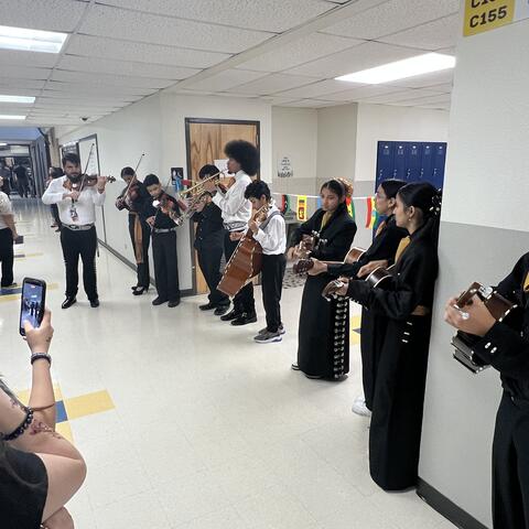 The Jones Middle School mariachi performing at Multicultural Night