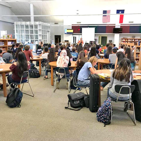O'Connor students enjoying the library