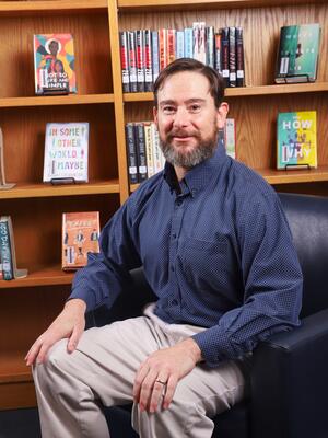 Mr. Christian in the Larry Martin Library
